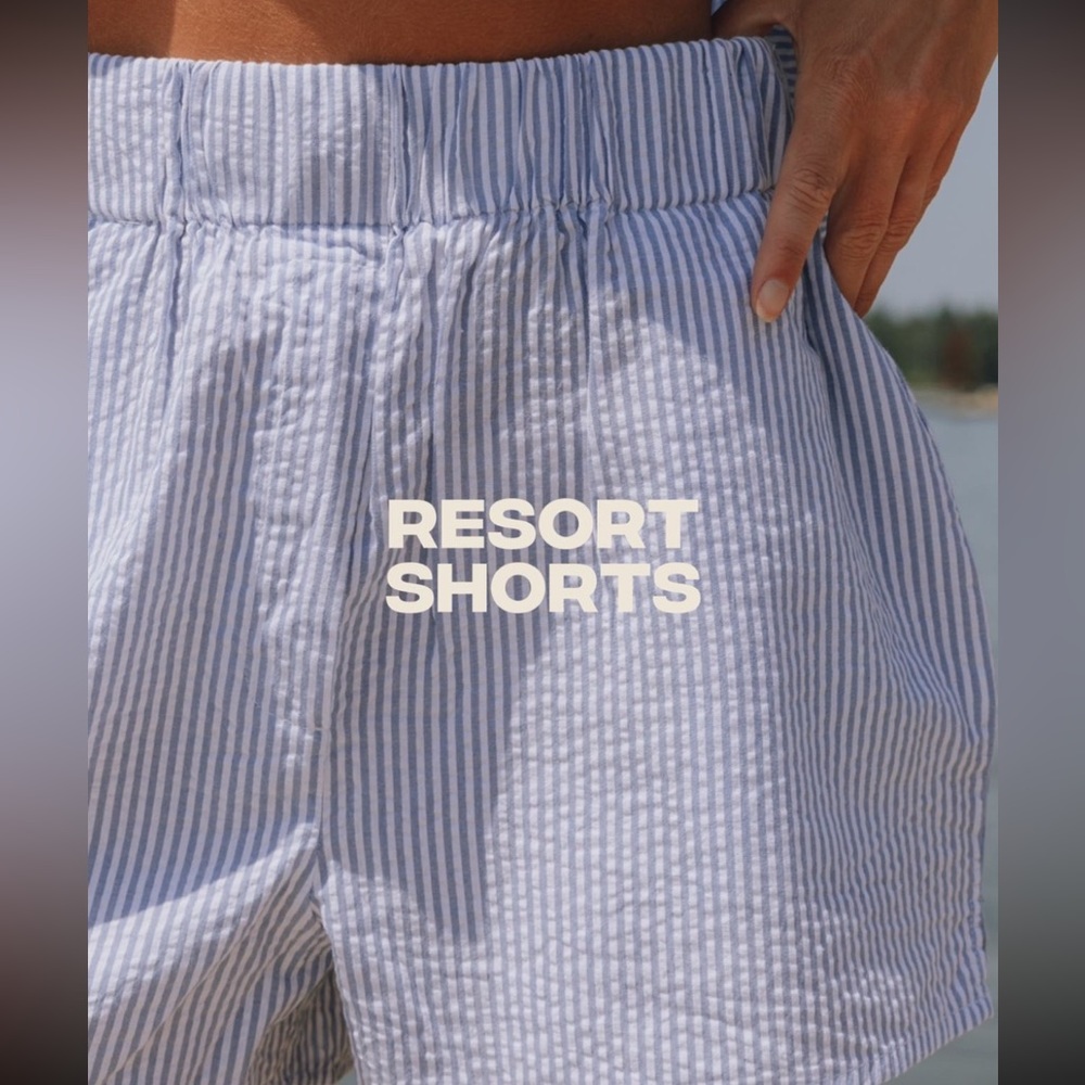 Daily Drills Seersucker Resort Shorts in light blue and white